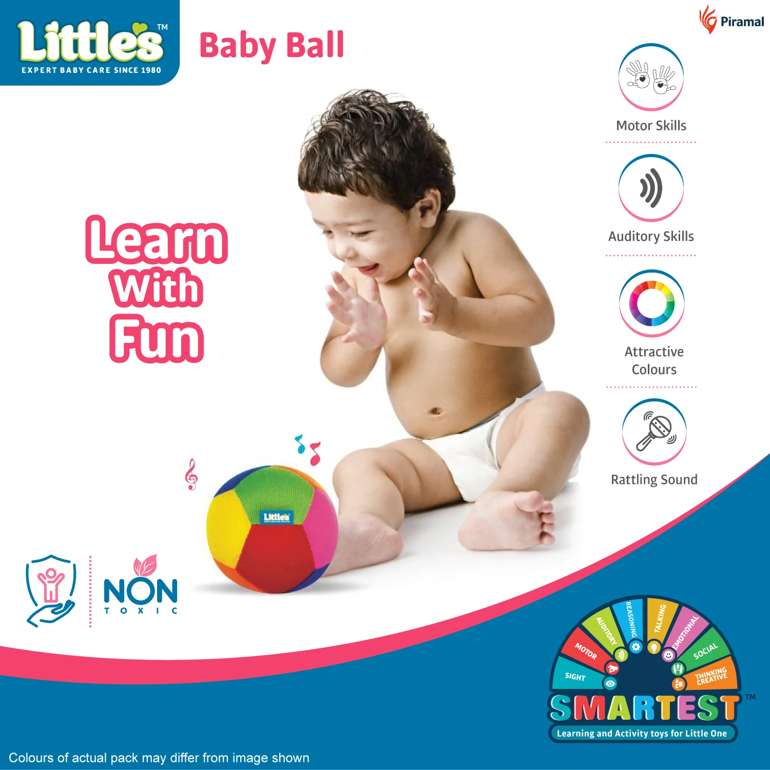 Little's Play Time Combo (Little's Comfy Baby Pants, Medium | Super Jumbo Diaper Pack of 1 I Little's Soft baby Ball I Toys for Babies I Jungle Magic Doodle Waterz Lion and Rabbit, Reusable Children's Colouring Book) - Image 11