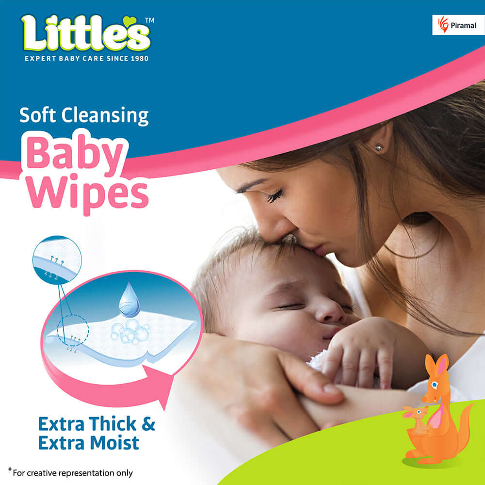 Little's Soft Cleansing Baby Wipes | Contains Aloe Vera & Jojoba Oil-80 wipes Buy 5 Get 5 - Image 4