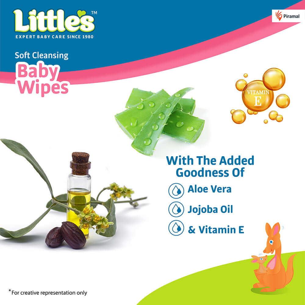 Little's Soft Cleansing Baby Wipes | Contains Aloe Vera & Jojoba Oil-80 wipes Buy 5 Get 5 - Image 5