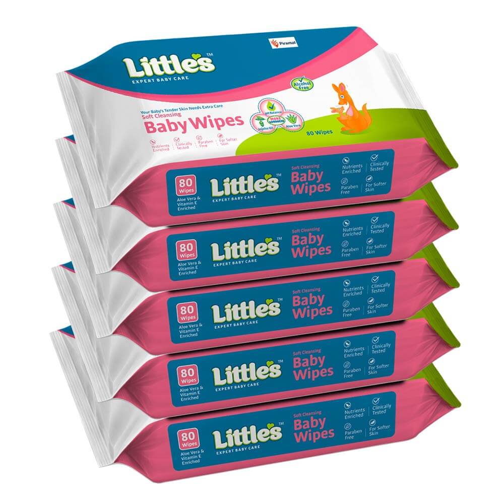 Little's Soft Cleansing Baby Wipes | Contains Aloe Vera & Jojoba Oil-80 wipes Buy 5 Get 5 - Image 9