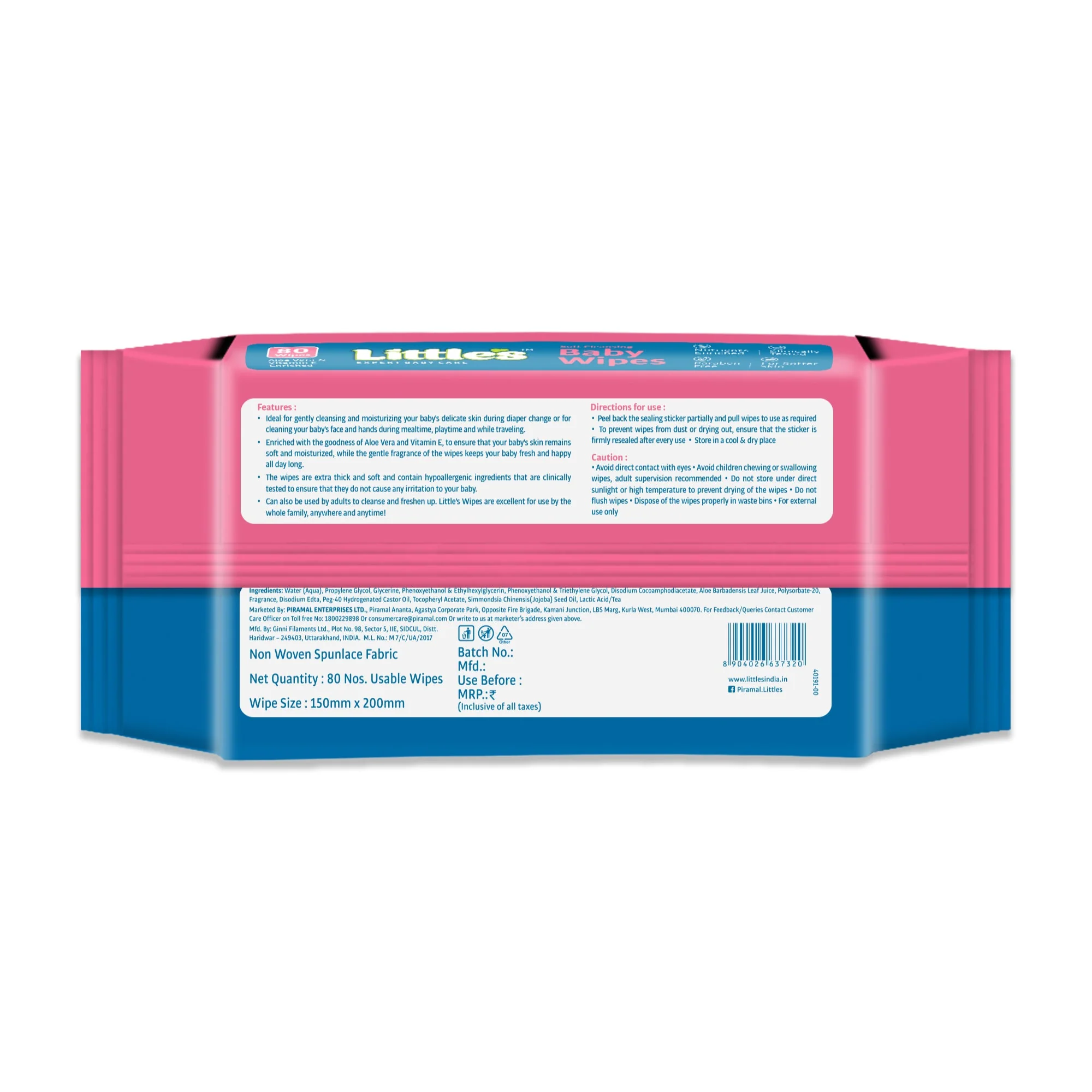 Little's Soft Cleansing Baby Wipes Lid Pack - 80 Wipes Buy 5 get 5 free - Image 4