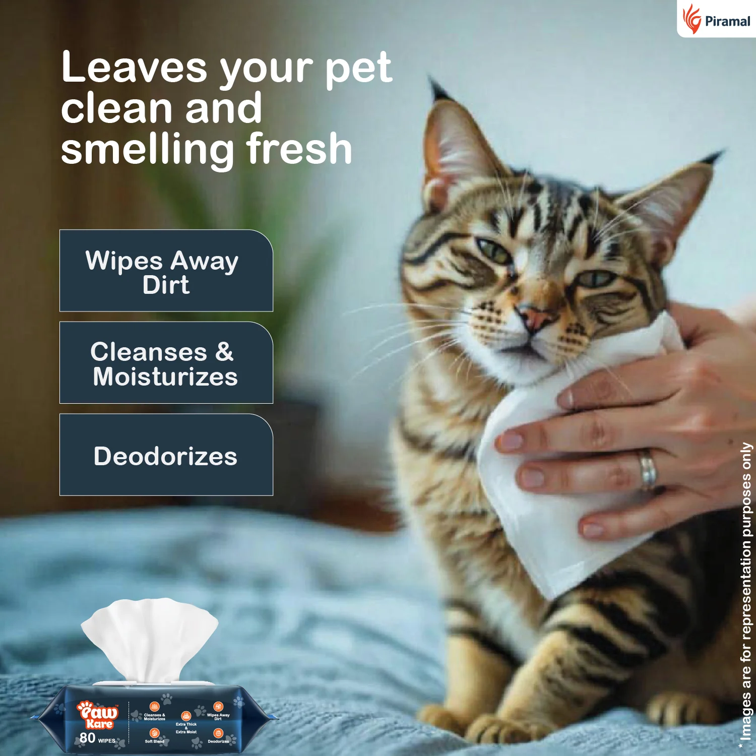 PawKare Pet Wipes for Dogs & Cats | Vet Recommended Grooming Wipes | Alcohol-Free Wet Wipes for Cats & Dogs | Pets Dry Bathing, Paw Cleaning | Aloe Vera, Jojoba Oil, Vitamin E - Image 3