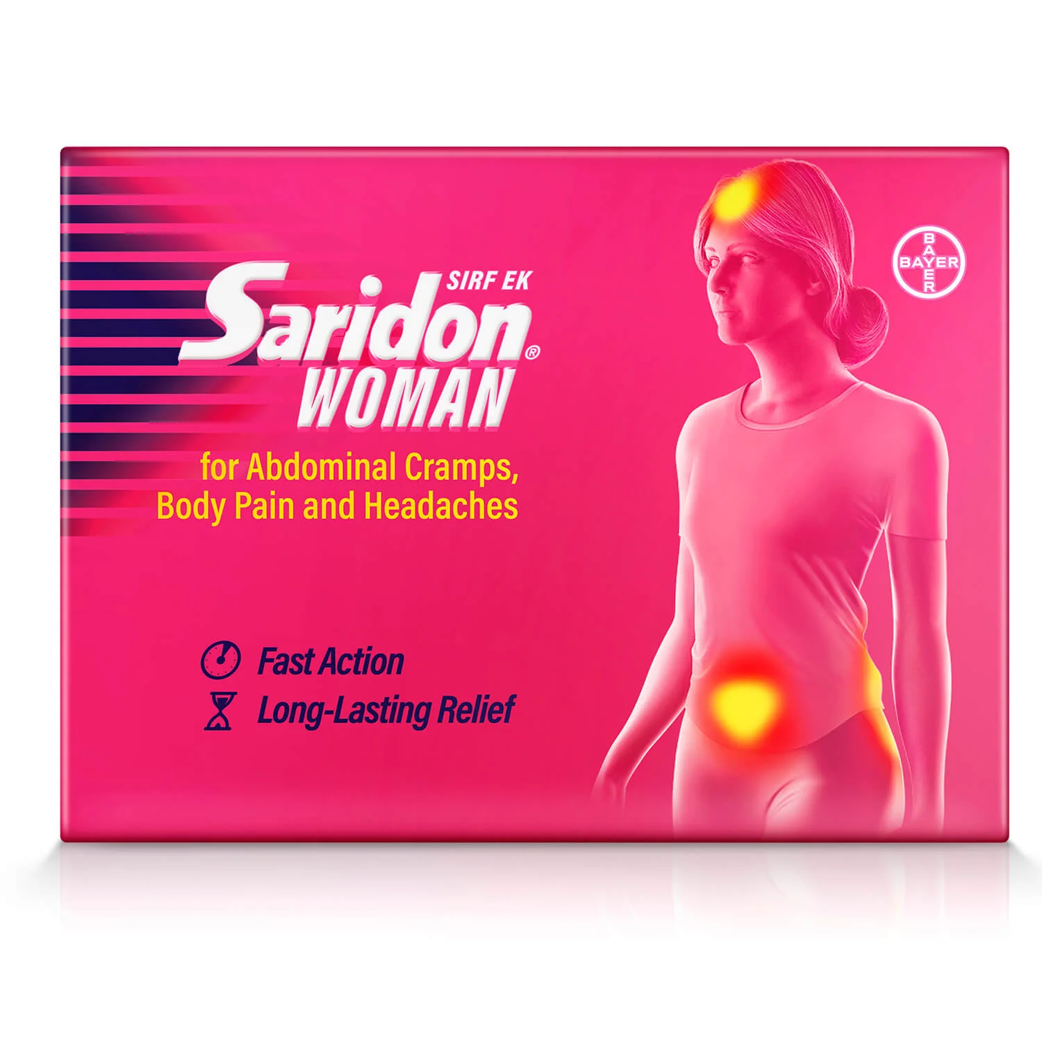 Saridon Woman, Fast Action Against Abdominal, Body Pain and Headaches with Hyoscine Butylbromide 10 mg + Paracetamol 500 mg, 5 Tablets in Pack