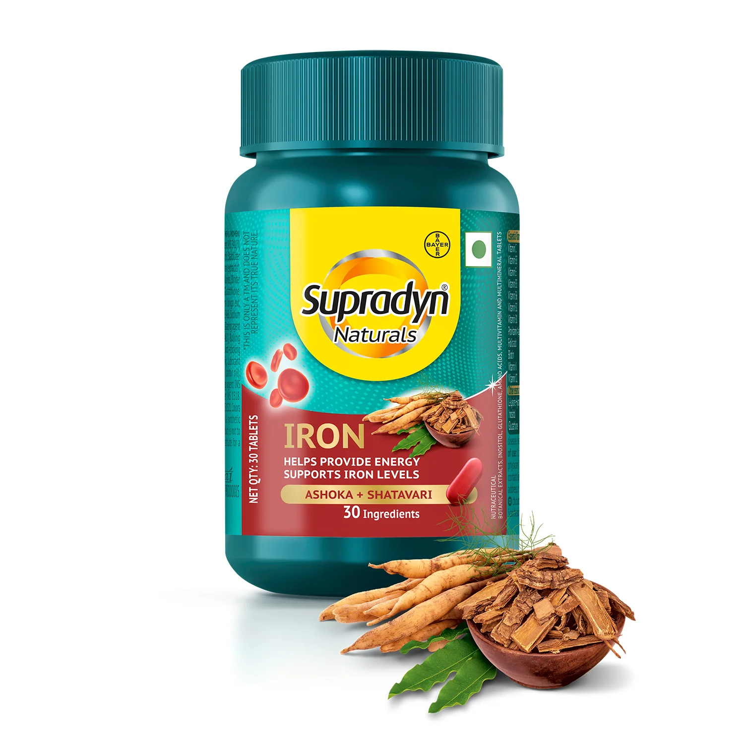 Supradyn Naturals Iron with 3X Iron, Ashoka, Shatavari, Zinc, Vitamin C, Folic Acid, 30 vital nutrients, Supports Blood Health & Provides Energy, Pack of 30 tabs,Veg - Image 10