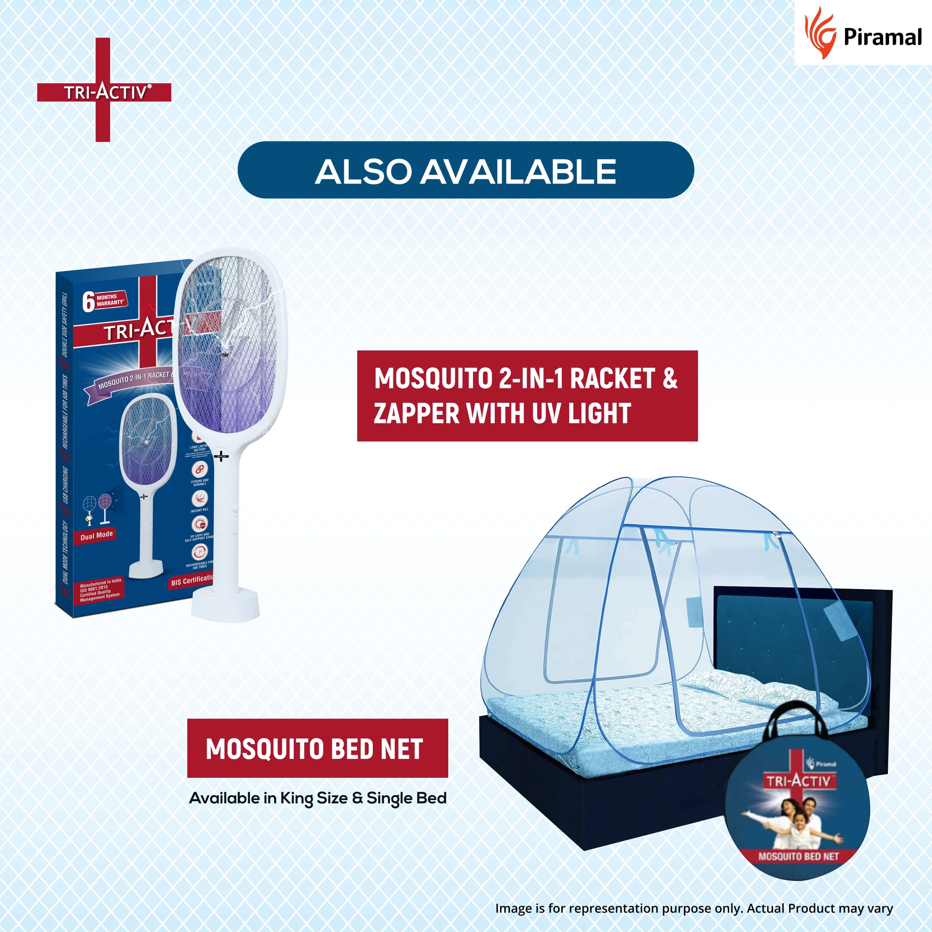 Tri-Activ Anti Mosquito Racket Bat by Piramal I Mosquito Bat + Insect Killer & Fly Swatter I Long Lasting Battery I Rechargable Upto 500 Times I 6 Months Warranty, ISO Certified I Black - Image 6