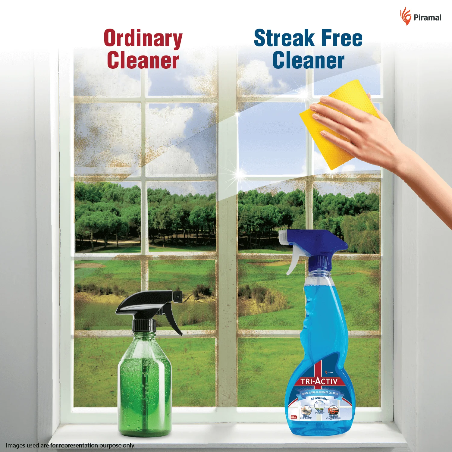Tri-Activ Glass & Multi-Surface Cleaner Liquid I 5x More Shine I Sparkling Streak-free Finish | Glass Cleaner for Car, Windows, Kitchen & Home Surfaces - Image 5