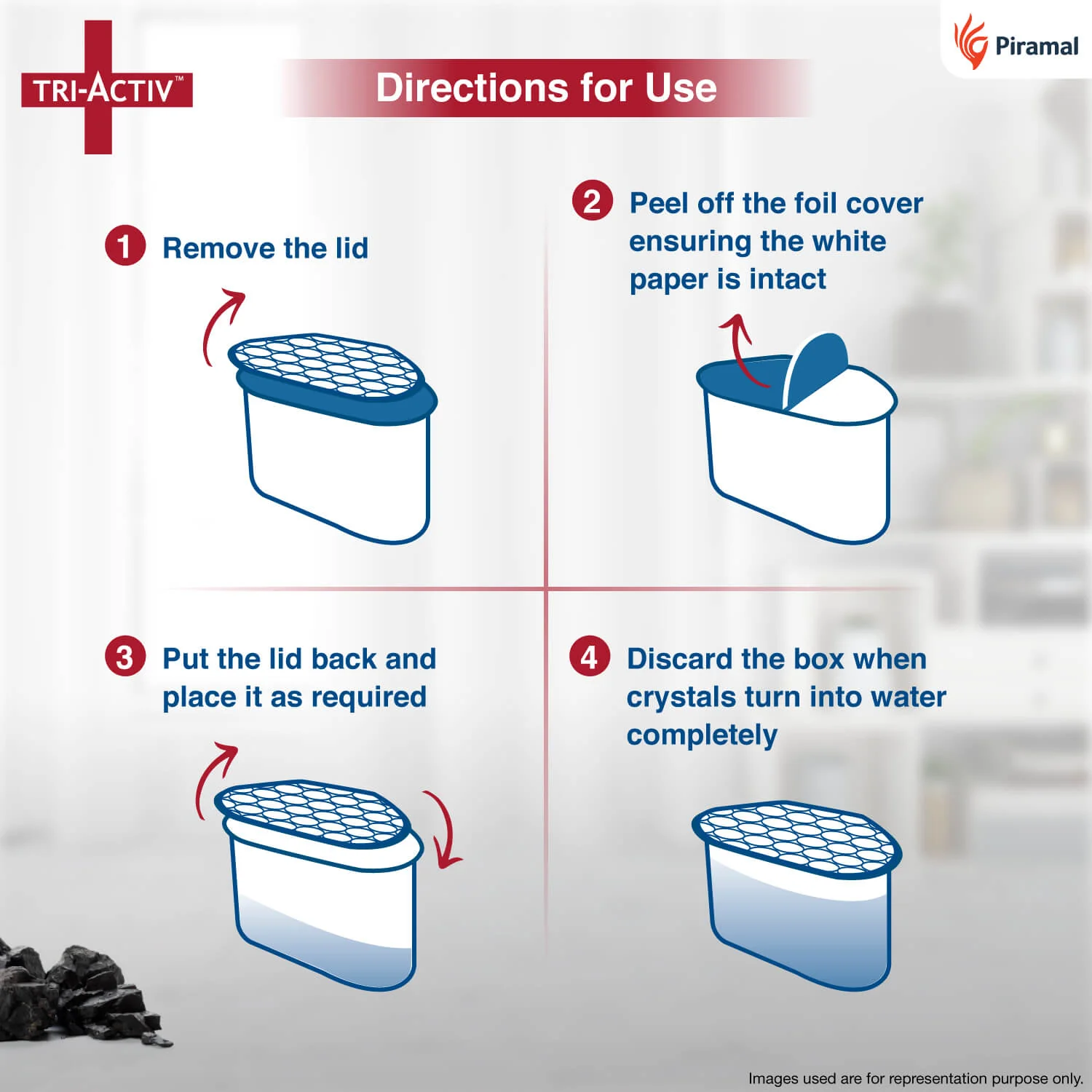 Tri-Activ Moisture Absorbers | Dehumidifier For Wardrobe, Closet, Shoe Rack | Absorption Capacity upto 600ml Each I Prevent Mould & Fungus, Allergens & Eliminate Odour - Image 5