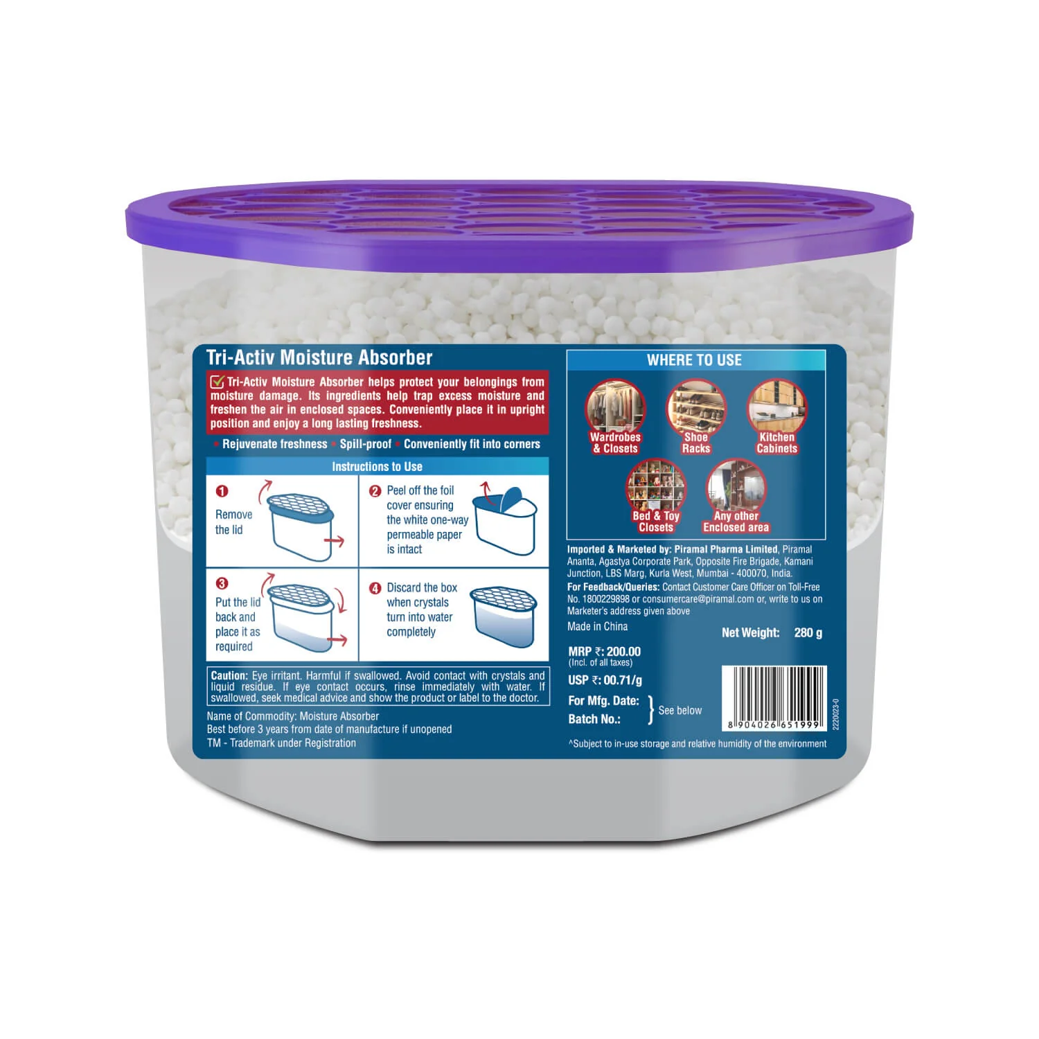 Tri-Activ Moisture Absorbers | Dehumidifier For Wardrobe, Closet, Shoe Rack | Absorption Capacity upto 600ml Each I Prevent Mould & Fungus, Allergens & Eliminate Odour - Image 11