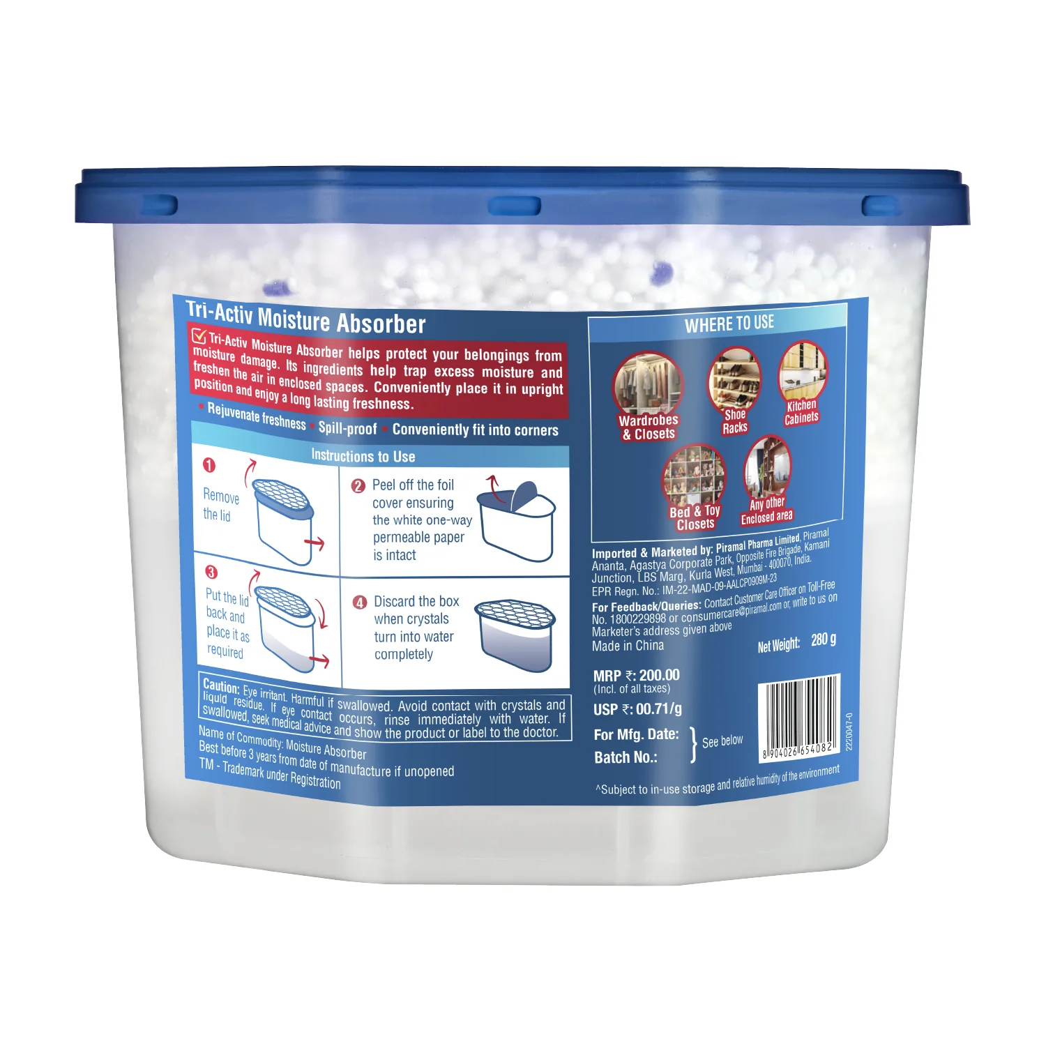 Tri-Activ Moisture Absorbers | Dehumidifier For Wardrobe, Closet, Shoe Rack | Absorption Capacity upto 600ml Each I Prevent Mould & Fungus, Allergens & Eliminate Odour - Image 12