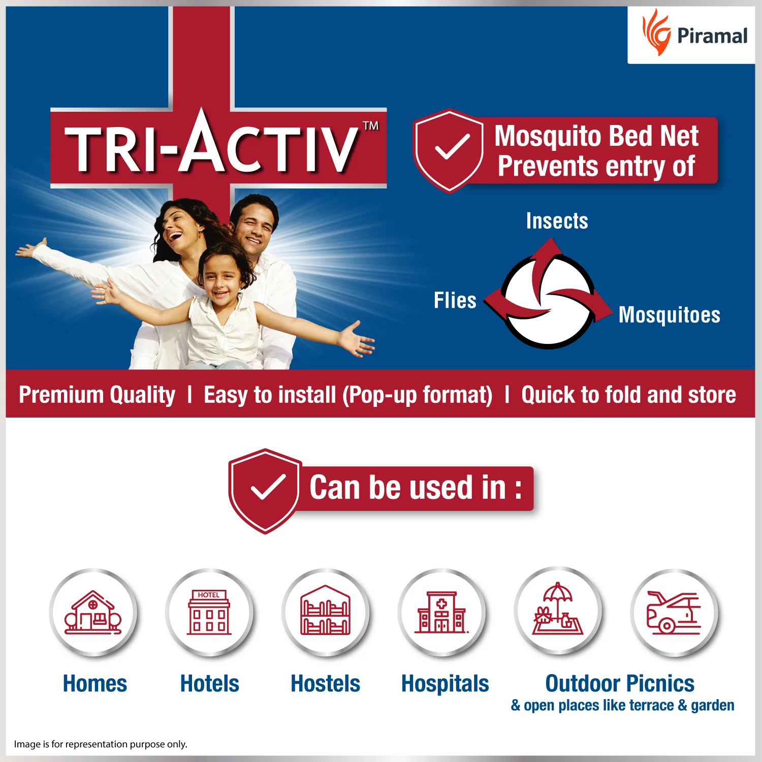 Tri-Activ Mosquito Net for Double Bed | Foldable Mosquito Net - Image 5
