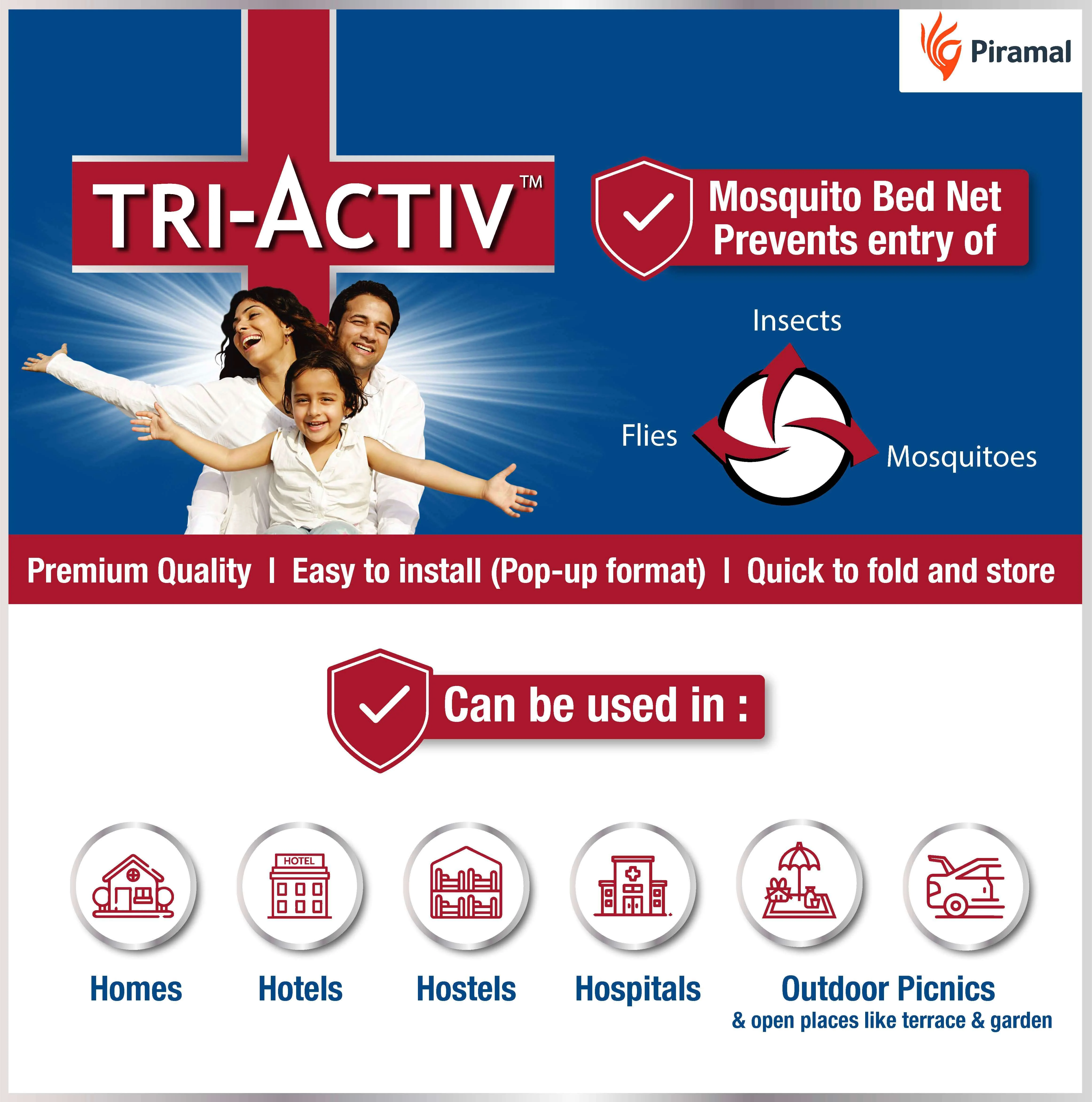 Tri-Activ Mosquito Net for Single Bed I Premium Machardani - Blue - Image 3