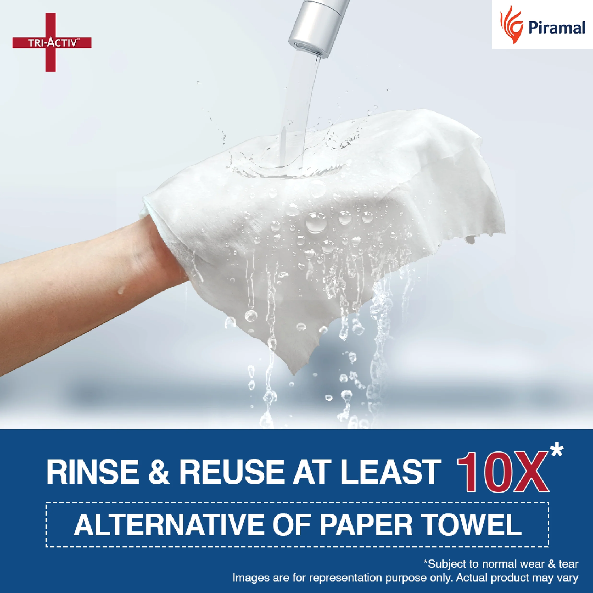 Tri-Activ Non-Woven Reusable Kitchen Towel Roll I 80 Pulls per Roll I Highly Absorbent Kitchen Tissue Roll I Non-Woven Fabric I Free from OBA I White - Image 3