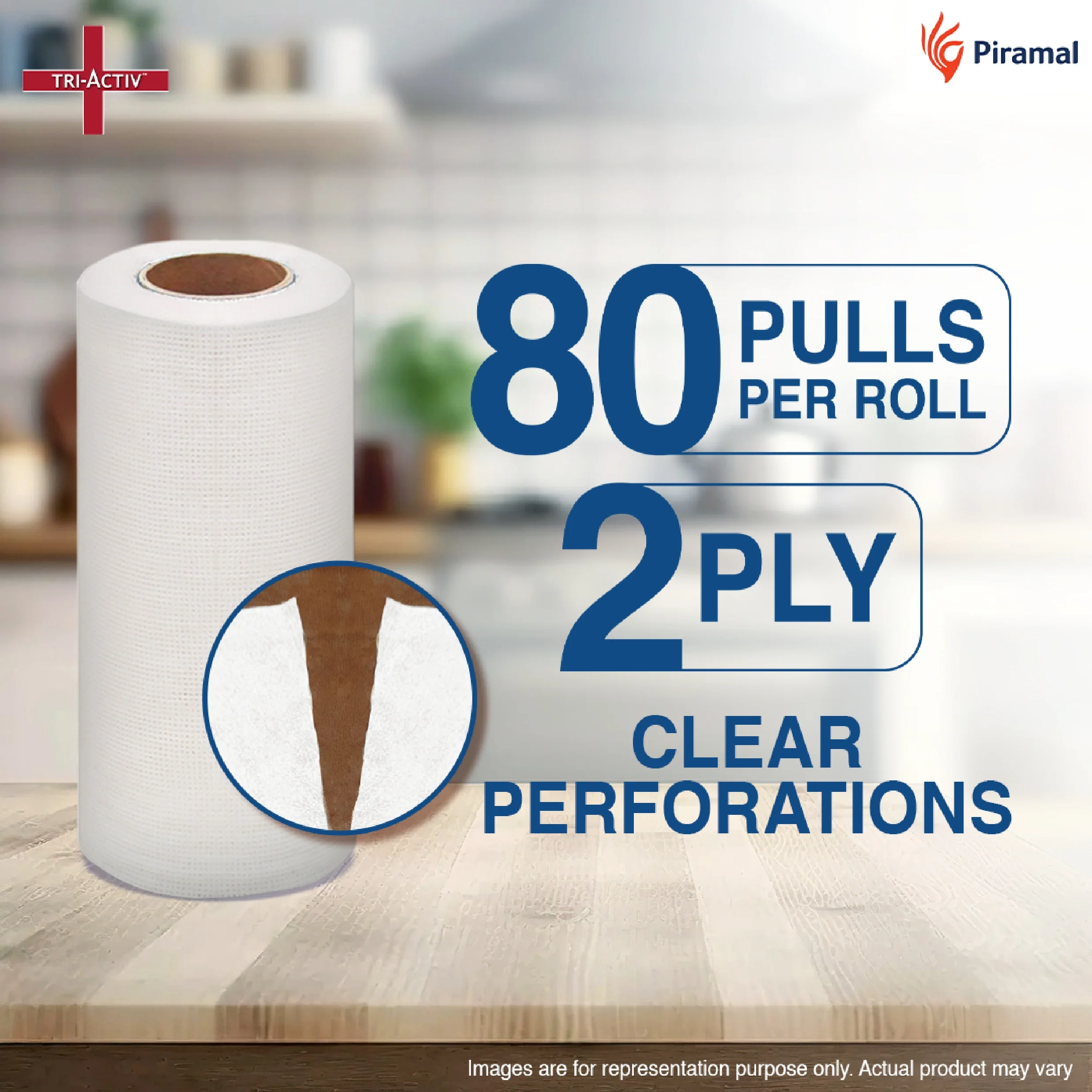 Tri-Activ Non-Woven Reusable Kitchen Towel Roll I 80 Pulls per Roll I Highly Absorbent Kitchen Tissue Roll I Non-Woven Fabric I Free from OBA I White - Image 6